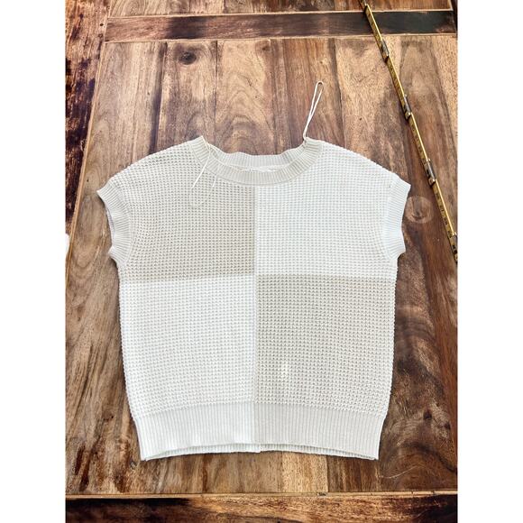 Moon & Madison Women's Cream Tan Colorblock Cotton Blended Vest Sweater Size S - Picture 5 of 6